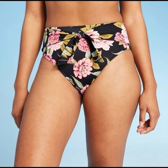 High leg, high waisted Floral scarf tie bikini D22 - Picture 2 of 10
